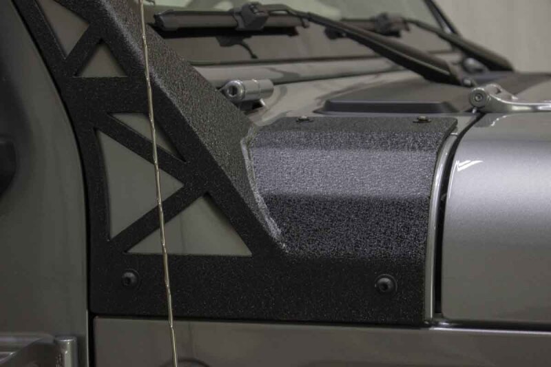 Jeep Wrangler Unlimited JLU Light Mounting Brackets - Windshield - Fishbone Offroad - Black Textured Powder Coat - `18-`27